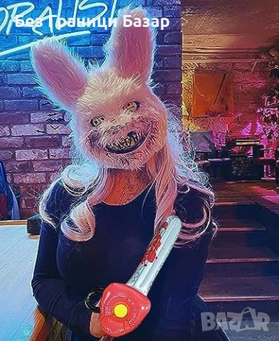 Нов Хелоуин костюм за възрастни – страшен заек косплей маска мъже парти, снимка 2 - Други - 52581632