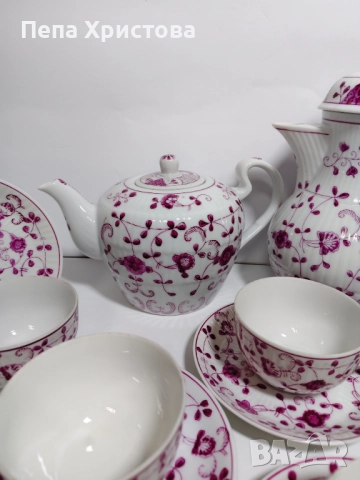 Сервиз за чай от фин порцелан August Warnecke, снимка 3 - Сервизи - 52655241