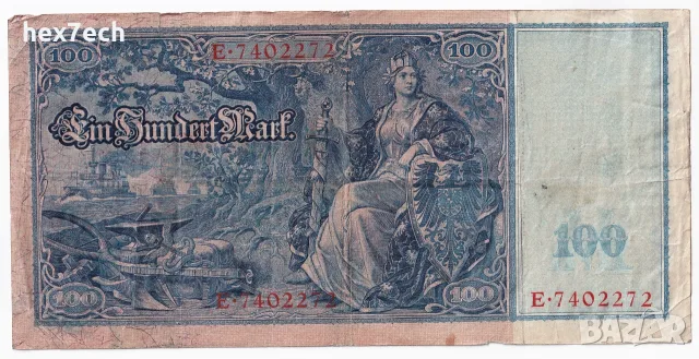 ⭐ Германия 1910 100 марки ⭐, снимка 3 - Нумизматика и бонистика - 56371065