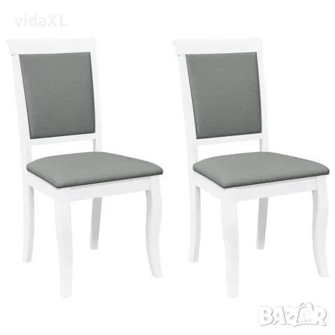 vidaXL Трапезни столове с възглавници 2 бр Бяла масивна дървесина гума, снимка 1 - Столове - 56147547