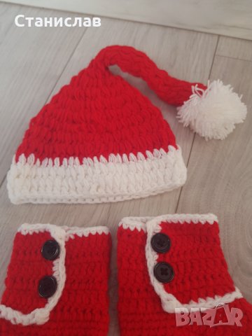 Коледен комплект за фотосесия, снимка 2 - Бебешки шапки - 34660368