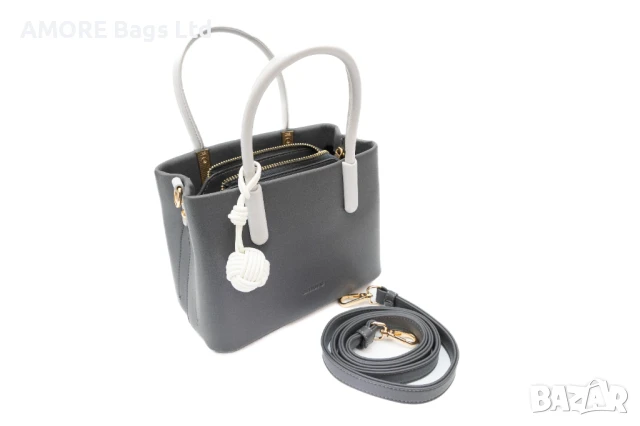 Класическа дамска чанта AMORE Alessia - Grey, снимка 4 - Чанти - 50657729