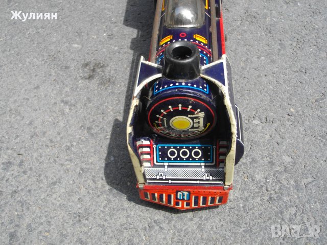  СТАРА ЛАМАРИНЕНА ИГРАЧКА ВЛАК ЛОКОМОТИВ OLYMPIA JAPAN , снимка 3 - Антикварни и старинни предмети - 40953340