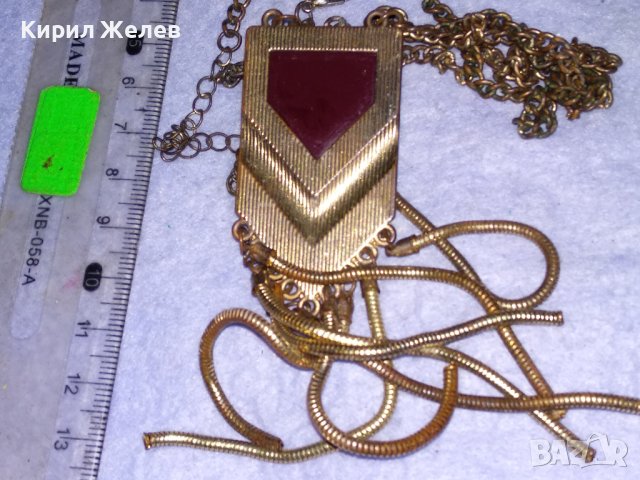 КРАСИВА ОРНАМЕНТИРАНА ПОЗЛАТЕНА ВИНТИДЖ АРТ ОГЪРЛИЦА КОЛИЕ с ЧЕРВЕН КАТАЛИН 26603, снимка 16 - Колиета, медальони, синджири - 41761894