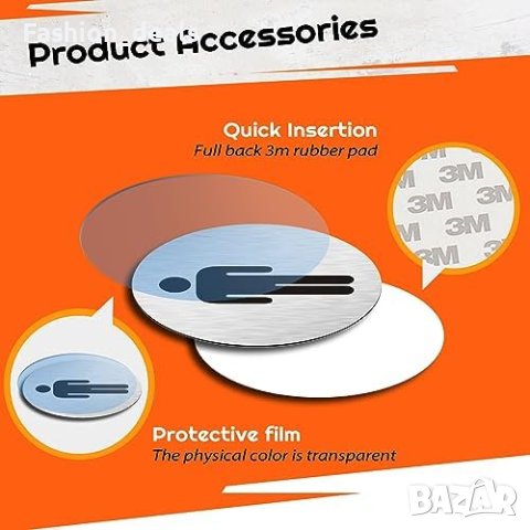 Нови 2 броя Стилни WC знаци тоалетна 75×75mm с 3M лента - мъже и жени Ресторант Офис, снимка 3 - Други стоки за дома - 42697254