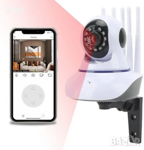 Домашна Wi-Fi камера за видеонаблюдение с 5 антени – 2MP HD 1080P, снимка 4 - Други стоки за дома - 49171208