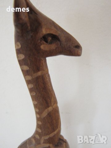  Жираф-дървена фигура от махагон, снимка 6 - Декорация за дома - 26209469