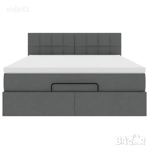 vidaXL Османска легло с матрак и LED, тъмносиво, 140x190 см, плат, снимка 8 - Спални и легла - 56147008