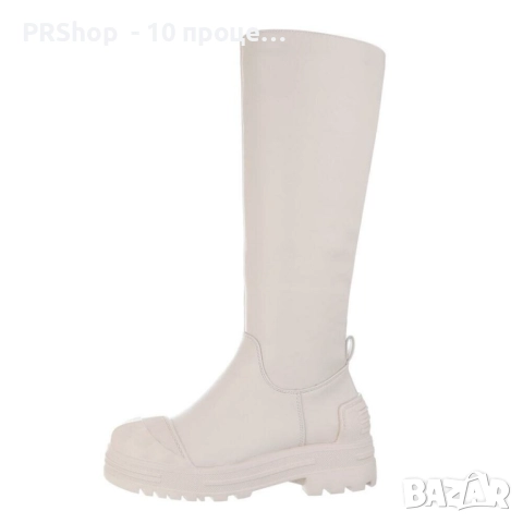 Дамски високи ботуши, еко кожа, Бежови или Черни, 36, 37 номер, снимка 1