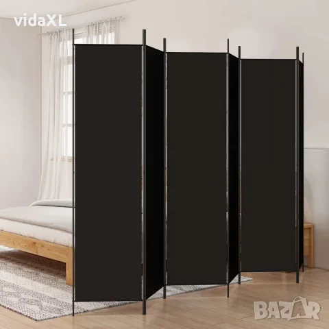 vidaXL Параван за стая, 6 панела, черен, 300x200 cм, плат, снимка 3 - Паравани - 56147258