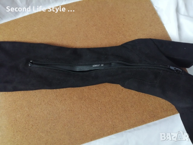 №36 Елегантни дамски ботуши над коляното; с ток; имитация на велур, снимка 15 - Дамски ботуши - 53110293