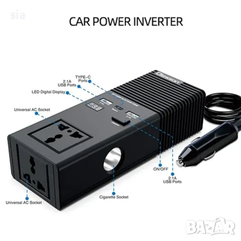 Преобразувател на напрежение от 12V/24V на 220V, снимка 2 - Аксесоари и консумативи - 47724064