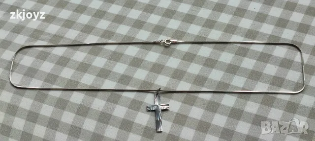 СРЕБЪРНО КОЛИЕ КРЪСТ 3.56 грама /ПРОБА 925, снимка 2 - Колиета, медальони, синджири - 49096501