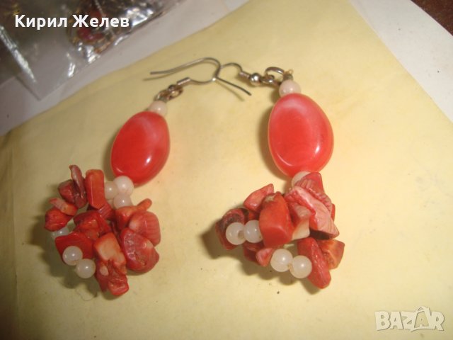 ХЕНД МЕЙД АРТ ФЕШЪН ОБЕЦИ с НАТУРАЛЕН ЧЕРВЕН КОРАЛ 24346, снимка 7 - Обеци - 33962753