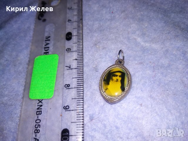 РЯДКА КАТОЛИЧЕСКА ДВУСТРАННА ПОСРЕБРЕНА ИКОНКА РЕЛИКВАРИЙ 31218, снимка 5 - Антикварни и старинни предмети - 39857016