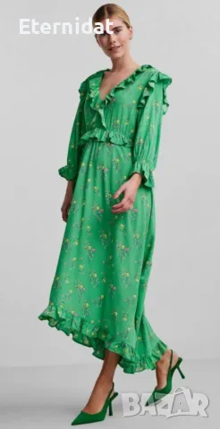 Зелена рокля YAS , снимка 15 - Рокли - 49906662