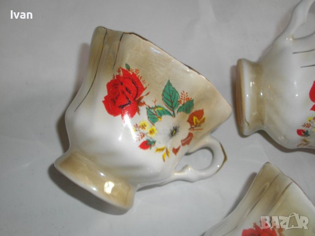 Комплект 6 бр. Позлатени Порцеланови Чаши За кафе-125мл-Старинни-Ръчно Рисувани, снимка 10 - Чаши - 40107238