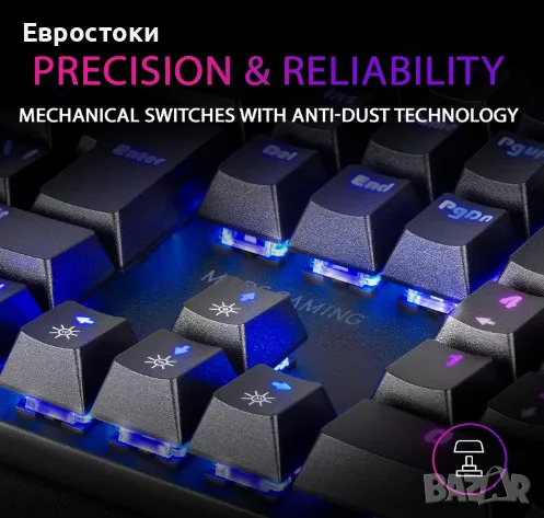 Механична клавиатура Mars Gaming MK422 Red Switch, RGB геймърска клавиатура, кабелна, цвят: черно, снимка 6 - Клавиатури и мишки - 48170006