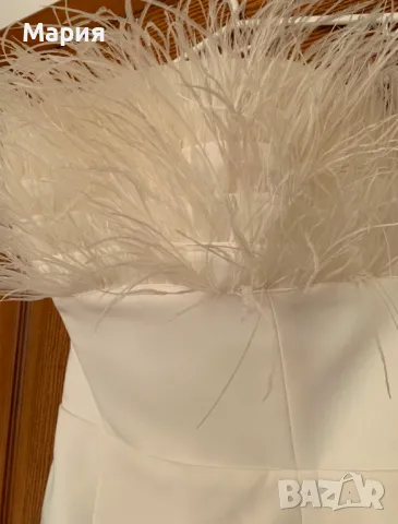Cliche бяла рокля с пера , снимка 2 - Рокли - 47288606