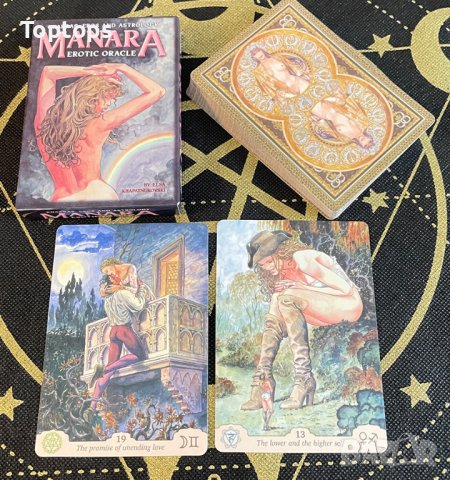 Таро и оракул за любовни гадания: Manara Erotic Tarot & Manara Erotic Oracle, снимка 14 - Карти за игра - 33731326