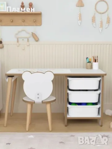 Детска маса със стол и рафт