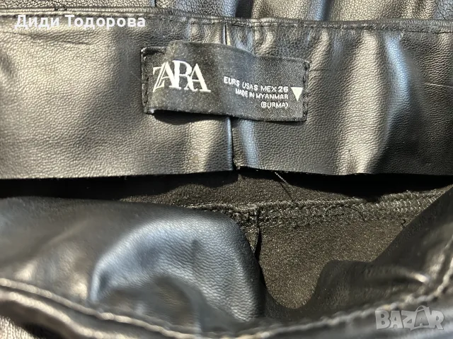 Дамски кожен панталон / клин ZARA с висока талия (Размер S), снимка 4 - Панталони - 56070042