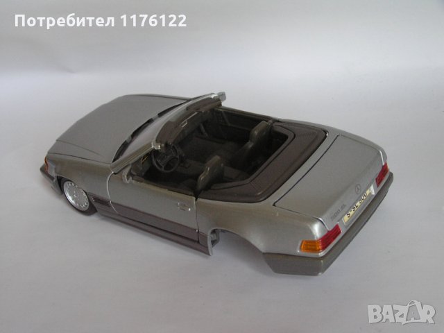 1/24 Maisto '89 Mercedes Benz 500 SL Roadster Cabrio Маисто Мерцедес Бенц 500 СЛ, снимка 2 - Коли, камиони, мотори, писти - 35841584