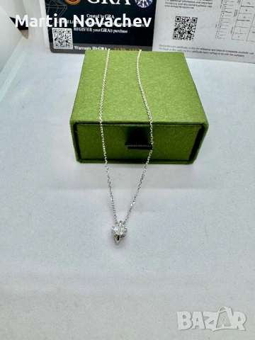 Сребърно колие с мойсанит (Диамант) 1 карат, снимка 5 - Колиета, медальони, синджири - 53611732