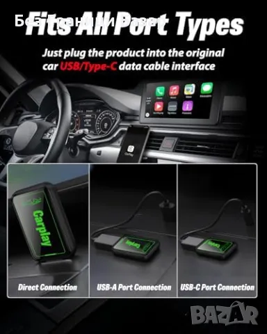 Нов Wireless CarPlay адаптер Diyauder за коли след 2016 Plug & Play, снимка 6 - Друга електроника - 50187446