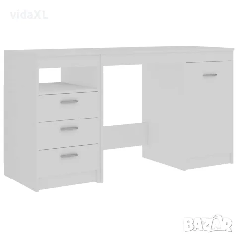 vidaXL Бюро, бяло, 140x50x76 см, инженерно дърво