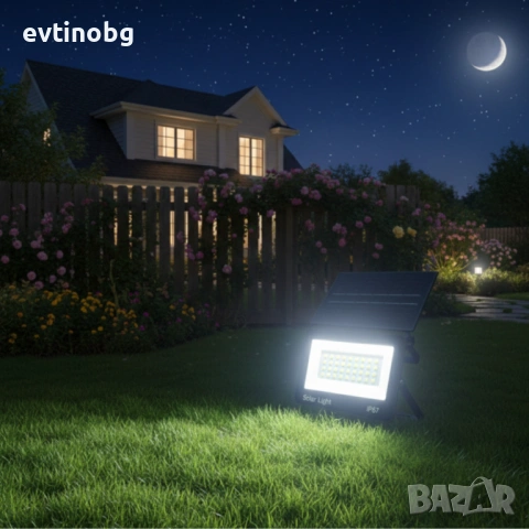 Соларна лампа COBA CB-LD180 (126 LED) —  мощен външен прожектор със сензор за здрач, IP67, снимка 2 - Прожектори - 53787791