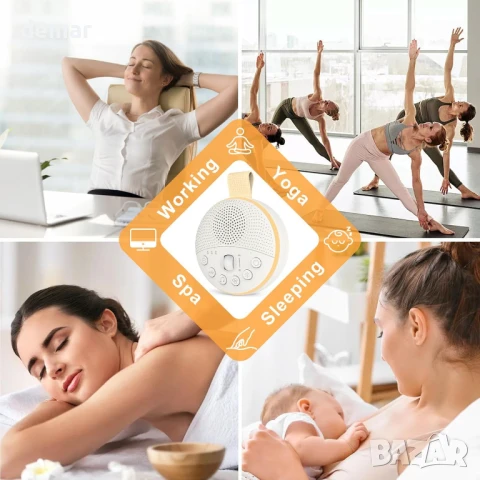 Машина за бял шум с нощна светлина, 21 успокояващи звука, батерия 1800mAh, таймер, снимка 3 - Други стоки за дома - 50601715