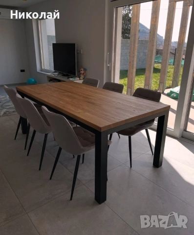 трапезна маса масив дъб с метални крака , снимка 13 - Маси - 53541444