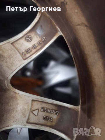 ОРИГИНАЛНИ АЛУМИНИЕВИ ДЖАНТИ МЕРЦЕДЕС /W203/ СПОРТ ПАКЕТ-5x112х66.6-17цола, снимка 7 - Гуми и джанти - 52391916