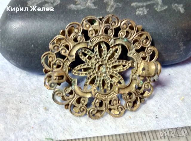 СТАРИННА ФЛОРАЛНА АЖУРНА БРОНЗОВА АР НУВО БРОШКА с АМЕТИСТ и НУЖДА от ЛЕКА РЕСТАВРАЦИЯ 39818, снимка 8 - Антикварни и старинни предмети - 48733953