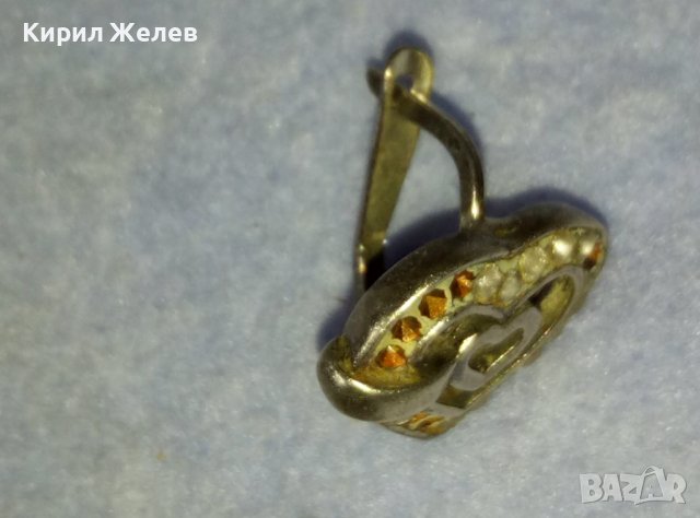 Две СЪРЦА в ЕДНО Стара СРЕБЪРНА АРТ ОБЕЦА с КРИСТАЛЧЕТА СРЕБРО 925 с АНГЛИЙСКО ЗАКОПЧАВАНЕ 40129, снимка 13 - Обеци - 42485854