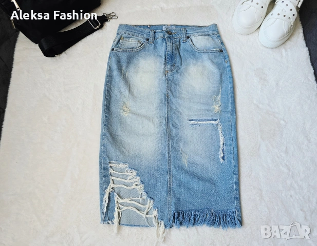 Дамска дънкова атрактивна пола, снимка 7 - Поли - 38639605