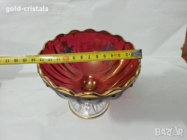 Стъклена купа фруктиера цветно стъкло, снимка 2 - Антикварни и старинни предмети - 35984923
