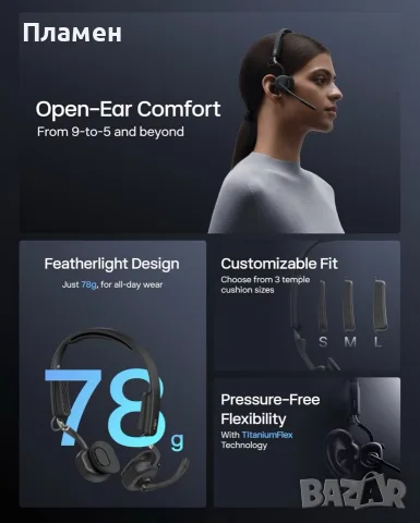 Shokz OpenMeet C610 Black Безжични слушалки , снимка 9 - Bluetooth слушалки - 56232455