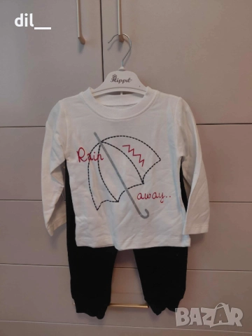 Нов с етикет! Комплект : тънко якенце, блузка, панталонки, размер 2г, снимка 4 - Детски комплекти - 52038878