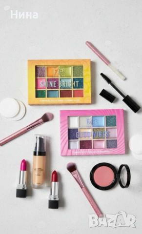 Грим палитри сенки за очи Fab Factory 12 Shimmer & Glitter Creams Eyeshadow Palette - 2 вида