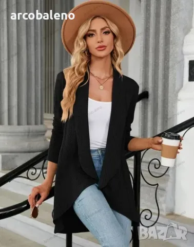 Дамско трикотажно яке с дълги ръкави и свободна яка, 5цвята , снимка 8 - Жилетки - 41906487