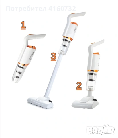 Вертикална безжична прахосмукачка подходяща за кола, под, килими, завеси