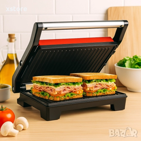 Тостер грил Royalty Line RL-PM1000 - Компактен грил и сандвич преса 2 в 1, снимка 2 - Тостери - 52695657