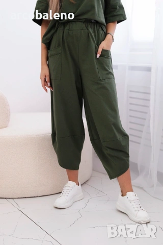 Дамски памучен комплект блуза + панталон, 11цвята , снимка 6 - Комплекти - 46468229