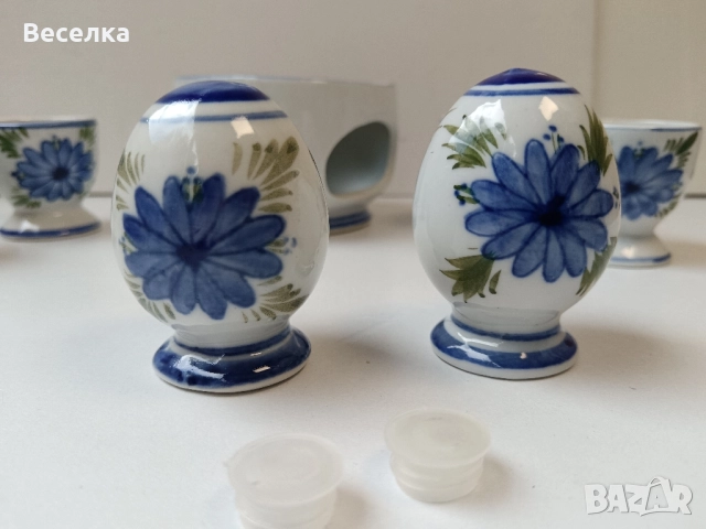 Порцеланов комплект за закуска - коктиери, солници и съд за затопляне , снимка 3 - Сервизи - 52425147