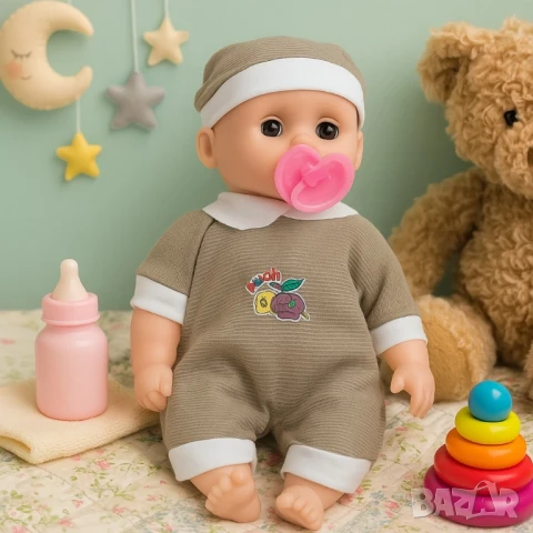 Кукла бебе с биберон – 25 см звук и забавление, снимка 2 - Кукли - 50949026