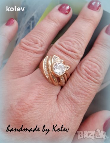 Продаден!златен пръстен с цирконии -Паула- 7.22 грама/ размер №57, снимка 2 - Пръстени - 28223268