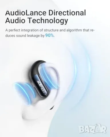 Отворени Bluetooth 5.4 слушалки ACEFAST AceFit Air с приложение, черни, снимка 3 - Безжични слушалки - 55945924