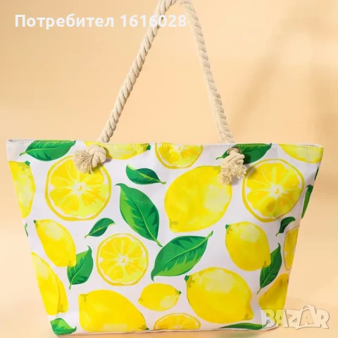 Голяма плажна чанта на лимони., снимка 1